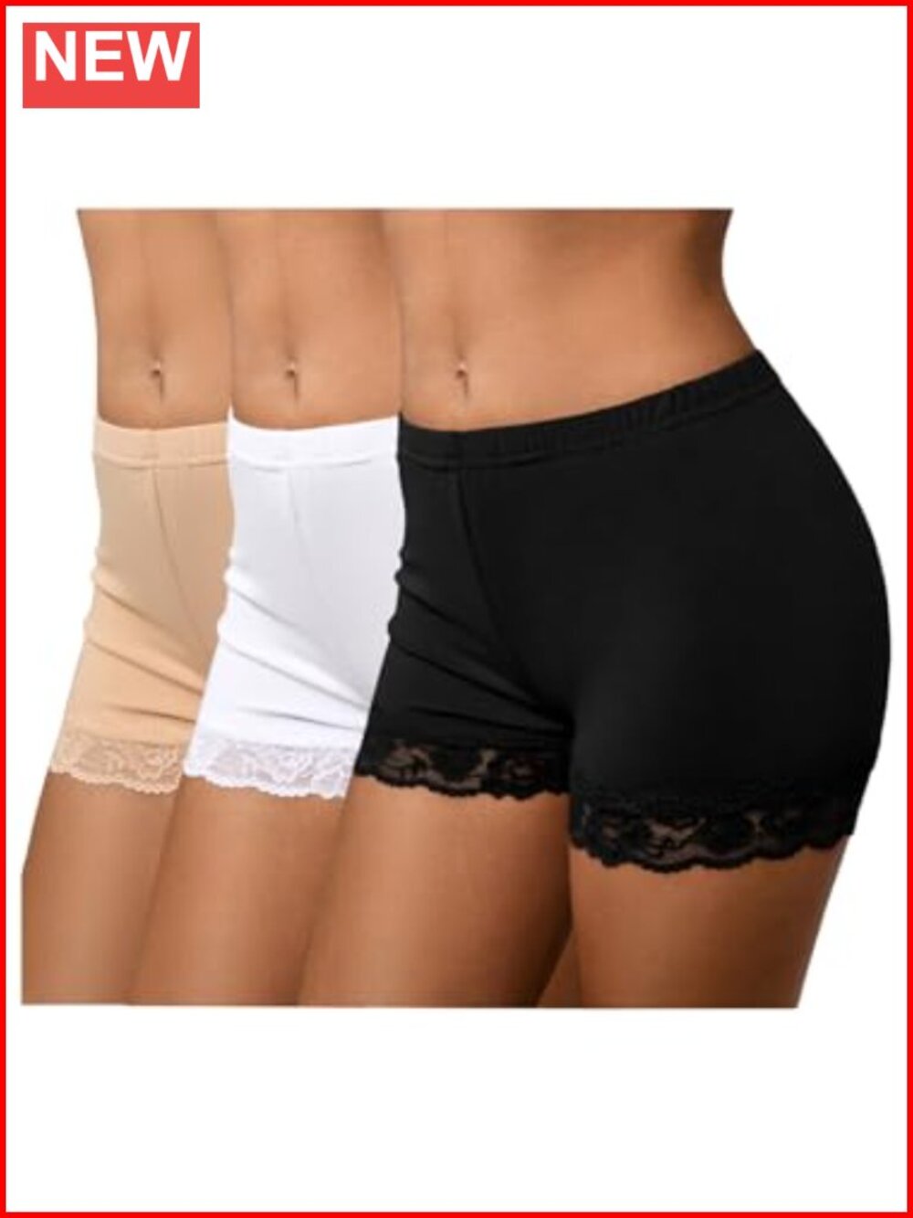 High Stretch Lace Trim Biker Shorts for Women Anti Chafing